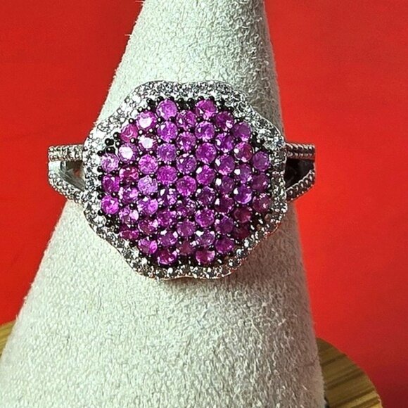 925 Sterling Silver Ring SZ 6 with Natural Pink Sapphire Gemstone - Picture 7 of 10